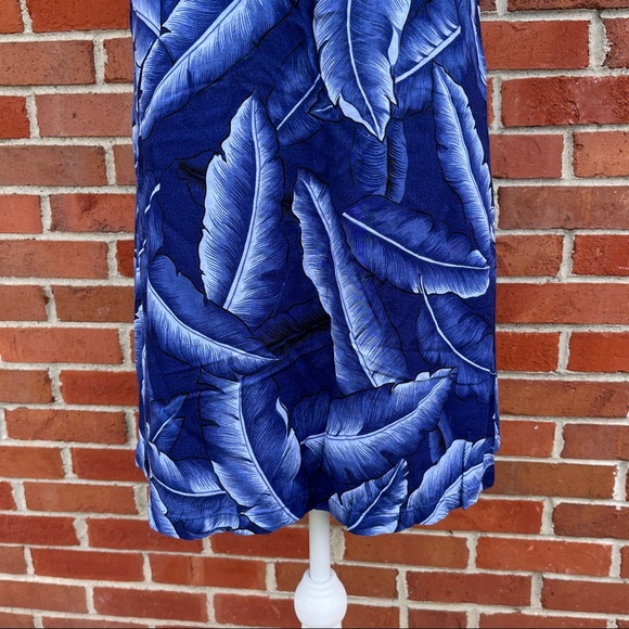 Peppermint Bay New York Sleeveless Blue Tropical Leaf Print Dress Womens Small - Picture 7 of 8